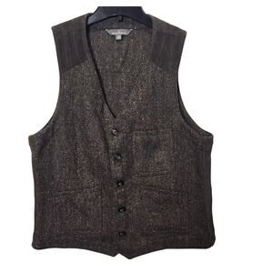 L.L.Bean Signature wool and suede tweed vest sz 42 old money academic